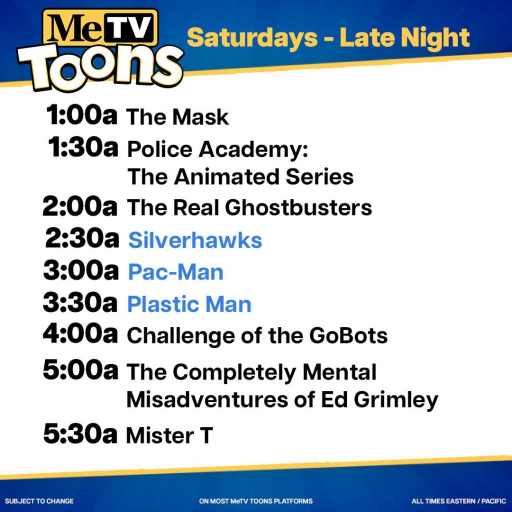 MeTV Toons - New Schedule